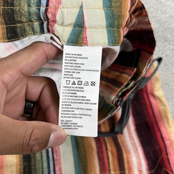 Prana Board Shorts Mens 32 Fenton Baja Stripe Swim Pocket Beach Surfing New - Picture 12 of 15